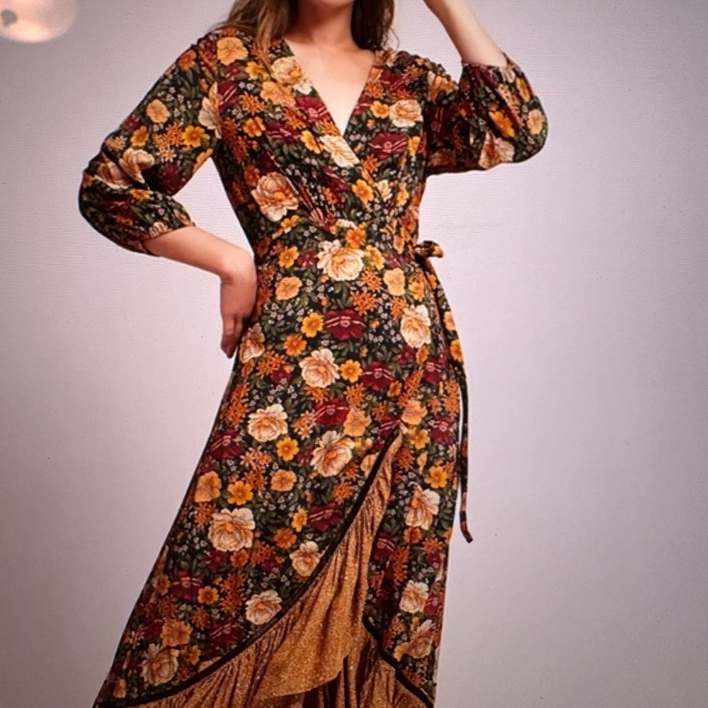 Farm Rio - Madrid Dress (Floral Wrap Maxi Dress)